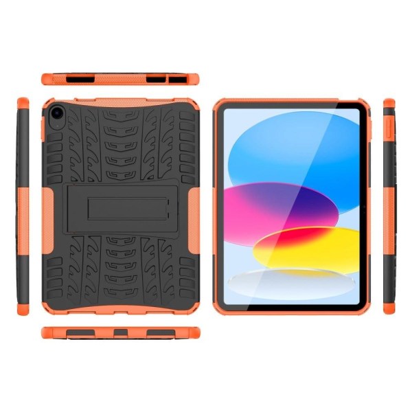 Däckmönstrat kickstand-fodral för iPad 10.9 (2022) - Orange Orange