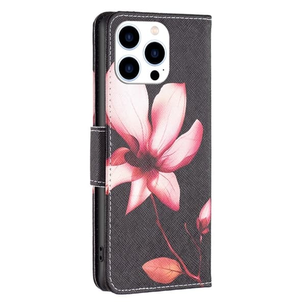 Wonderland iPhone 15 Pro flip etui - Pink Blomst Pink