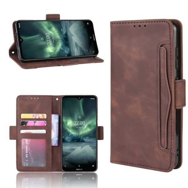 Stilfuldt Læder Etui med Pung til Nokia 7.2 / 6.2 - Brun Brown