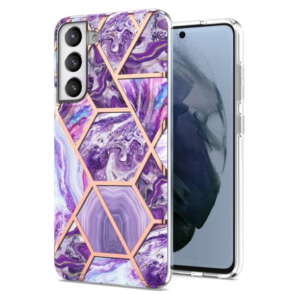 Marble Samsung Galaxy S21 FE Etui - Mørklilla Purple