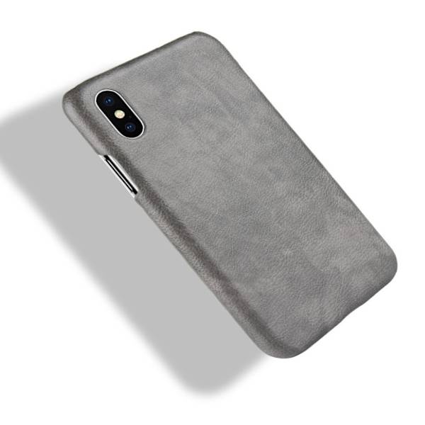 iPhone XR mobilskal syntetläder silikon litchi - Grå Silvergrå