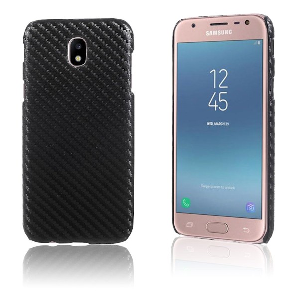 Läder-belagt Samsung Galaxy J3 (2017) skal med korthållare Svart