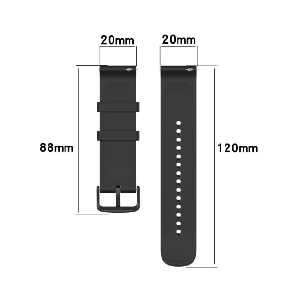 20mm Amazfit GTS 3 silicone watch strap - Dark Grey Silvergrå