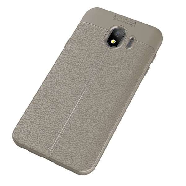 Samsung Galaxy J4 (2018) litchi tekstur myk deksel  - Grå Silver grey