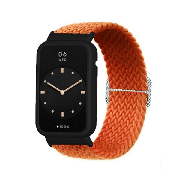 Xiaomi Mi Band 7 Pro nylon elastisk klokkerem med deksel - Oransje / Svart Orange