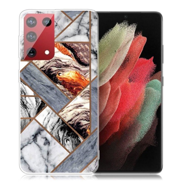 Marble Samsung Galaxy S21 Ultra Etui - Fragment of Marble Tiles Multicolor