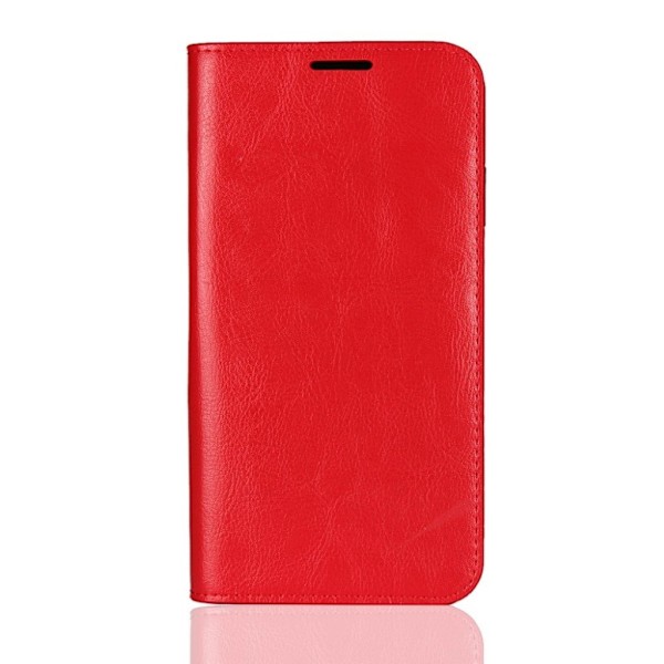 Crazy Horse iPhone Xs Max flip cover i ægte læder - Rød Red
