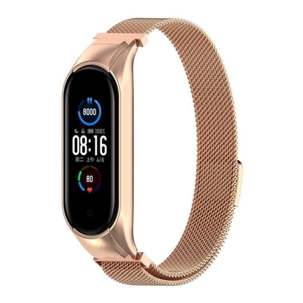 Xiaomi Mi Smart Band 6 / 5 urrem i rustfrit stål - Rødguld Pink