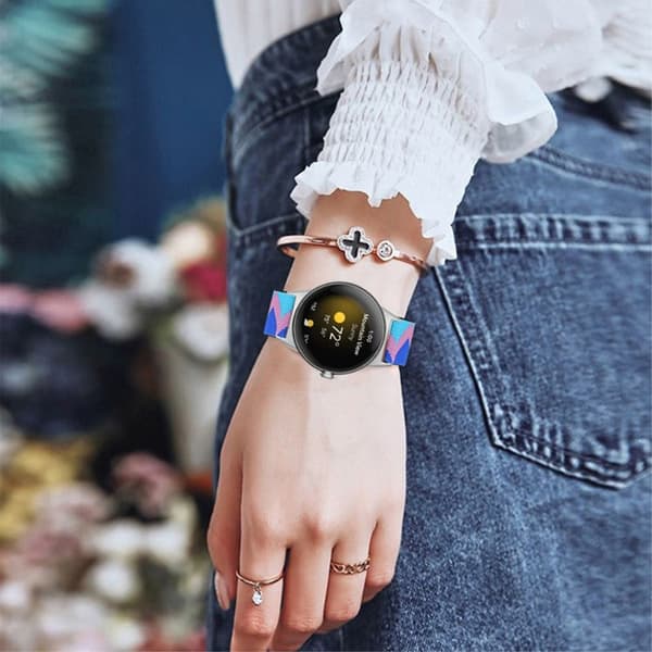 Google Pixel Watch punottu kellonhihna - Sininen / Pinkki / Pinkki Multicolor