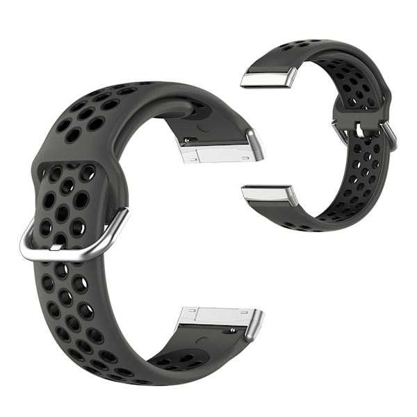 Fitbit Sense / Versa kaksivärinen silikoninen kellonauha - Hiilimusta Black