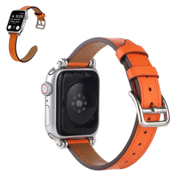 Apple Watch 42mm - 44mm urrem i ægte læder med perledekor - Oran Orange