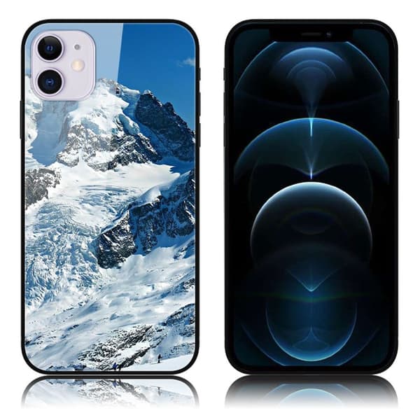 Mønstertryk Glas og fleksibelt og stødsikkert kombinationscover iPhone 12 Pro / iPhone 12 - Snebjerg White