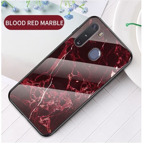 Fantasy Marble Samsung Galaxy A21 cover - Hvid Red