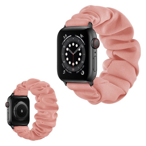 Apple Watch Series 6 / 5 44mm elastisk hårbånd stil urrem - Sort Pink