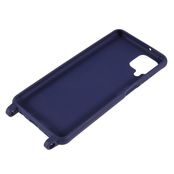 Ohut TPU-kotelo, jossa on mattapintainen viimeistely ja säädettävä hihna Samsung Galaxy A12 5G - Tummansininen Blue