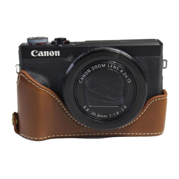 Canon PowerShot G7 X Mark II durable leather case - Brown Brown