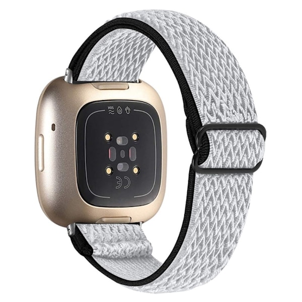 Fitbit Sense / Versa 3 elastisk urrem med justerbart spænde - Sort / Hvid Silver grey
