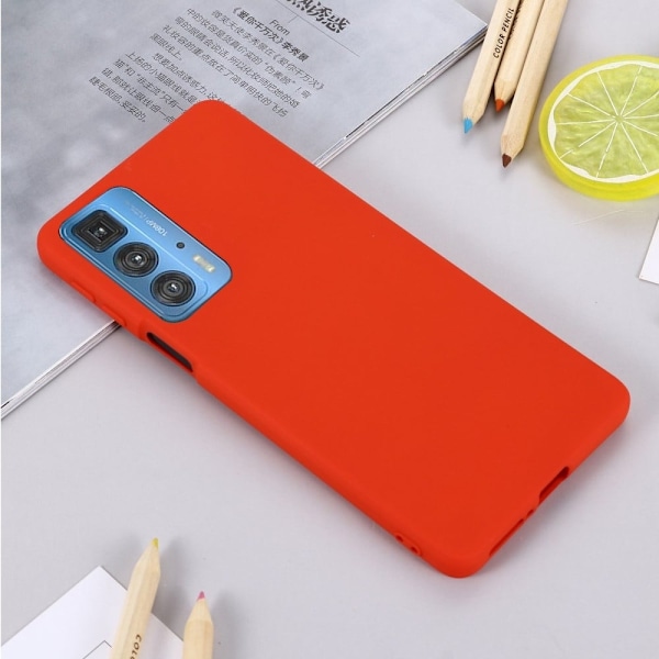 Matte Liquid Silikone Cover til Motorola Edge 20 Pro - Rød Red