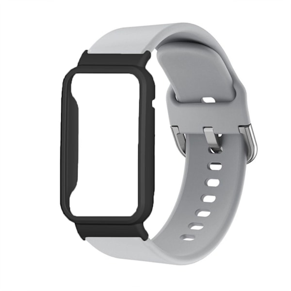Silikoneurrem med cover til Xiaomi Mi Band 7 Pro - Grå / Sort Silver grey