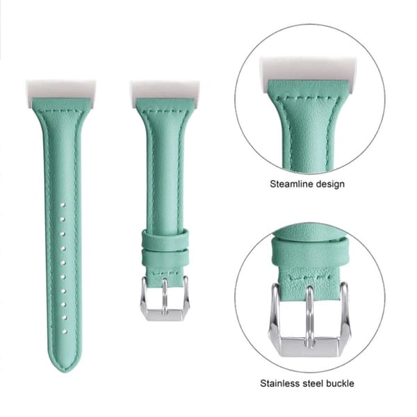 Fitbit Charge 3 T Shape aito nahkainen kellonauha - Syaani Green