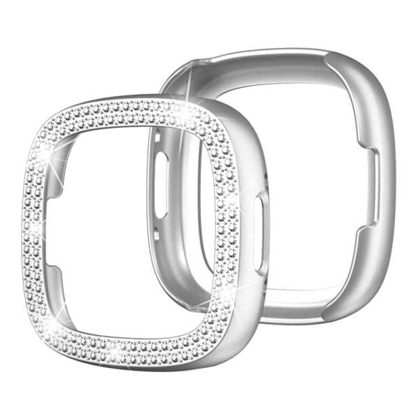 Fitbit Sense 2 / Versa 4 elegant strassdekorationsskydd - Silver Silvergrå