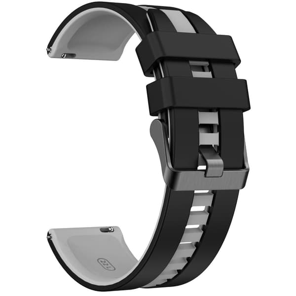 Huawei Watch 4 / 4 Pro / GT 4 46mm Replacement Strap 22mm Universal Silicone Watch Band - Black+Grey Silver grey