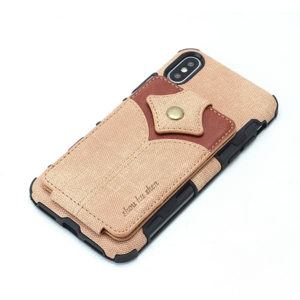 Shouhushen iPhone Xs Max Lønneblad Spenne Skinnetui - Gyllen Gold