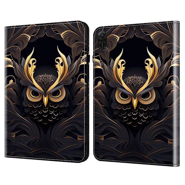 Honor Pad X8a Case Flip Stand Leather Tablet Cover Pattern Printed - Owl Brown