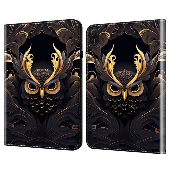 Honor Pad X8a Fodral Flip Stand Läder Tablet Cover Mönster Tryckt - Uggla Brun