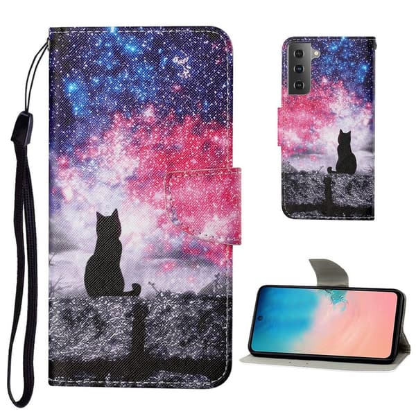 Wonderland Samsung Galaxy S21 Plus 5G flip kuoret - Kissa Multicolor