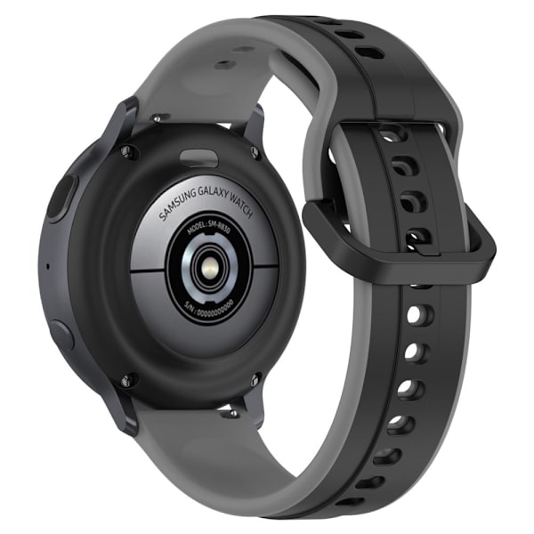20mm Universal kaksivärinen silikonihihna - Musta / Harmaa Silver grey