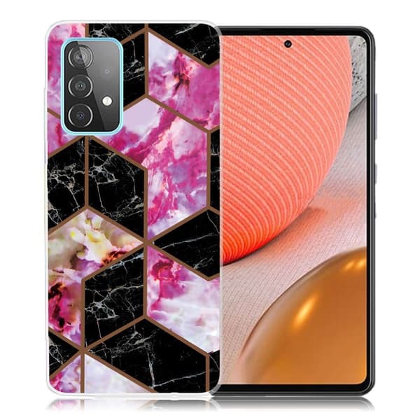 Marble Samsung Galaxy A72 5G Etui - Black and Rose Marble Multicolor