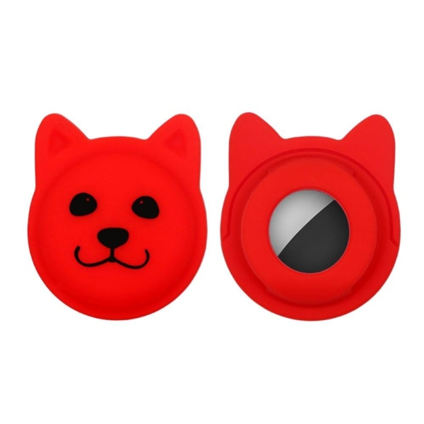 AirTags cute dog design TPU cover - Red Red