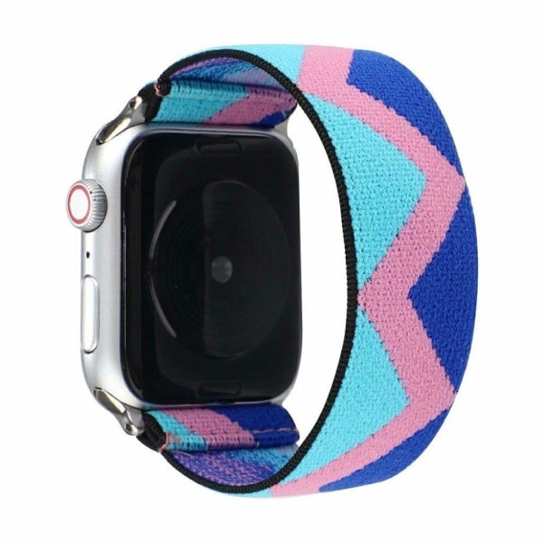 Apple Watch Series 6 / 5 40mm klæde mønster rem - blå / pink / blå Zig-zag Multicolor