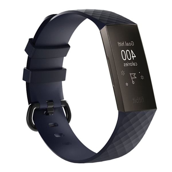 Fitbit Charge 3 geometriskt mönstrat utbytbart klockarmand av mjukt silkonplast med klassiskt lås - Mörk Blå Blå