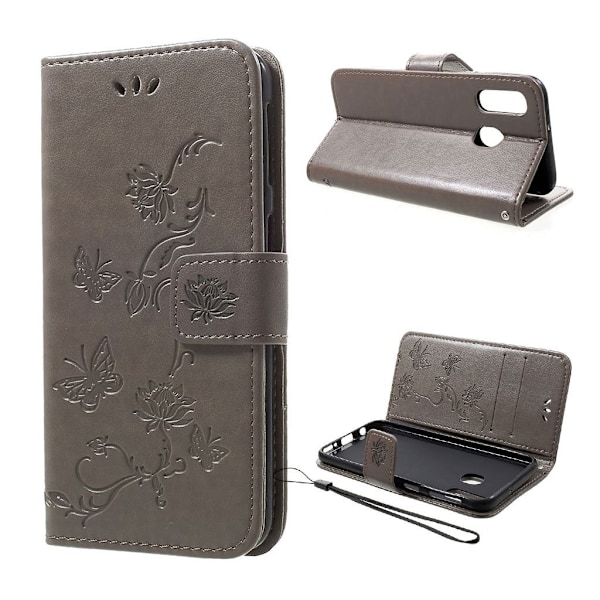 Butterfly läder Samsung Galaxy A40 fodral - Silver/Grå Silvergrå