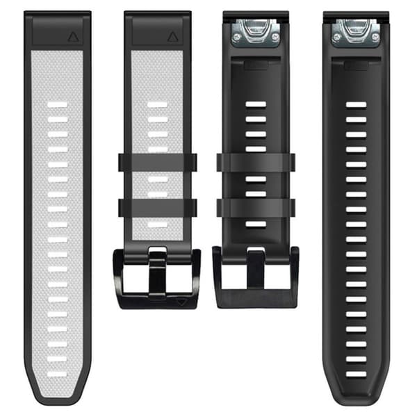26 mm dobbeltfarvet urrem til Garmin-ur - Hvid / Sort White