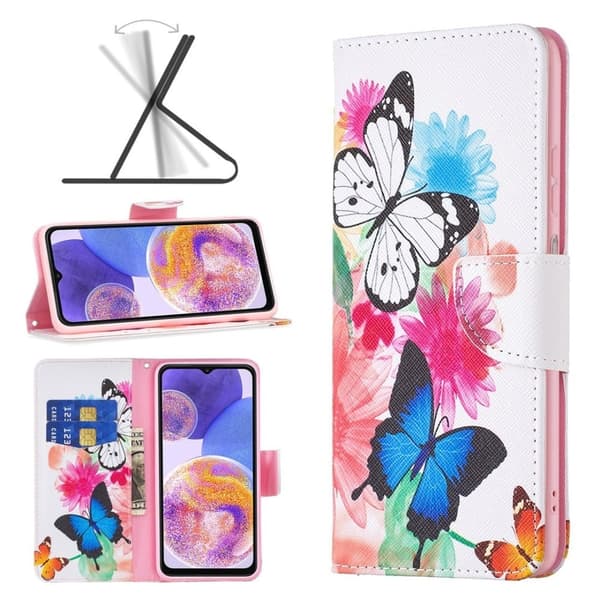 Wonderland Samsung Galaxy M53 5G flip kuoret - Kaksi Perhosta Multicolor
