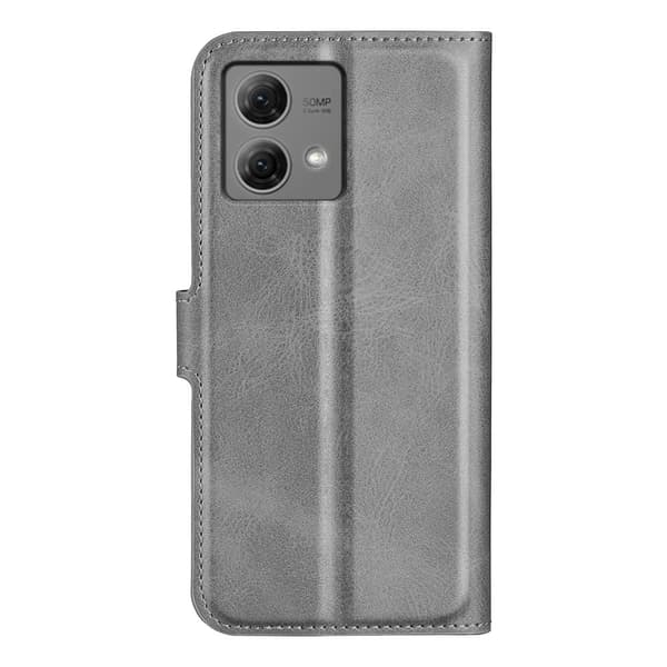 Læderetui med Pung til Motorola Moto G84 - Grå Silver grey