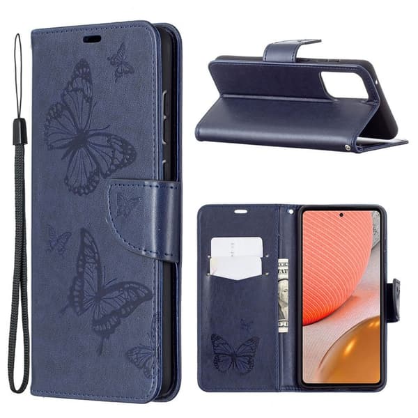 Butterfly Samsung Galaxy A72 5G nahkakotelo - Tummansininen Blue
