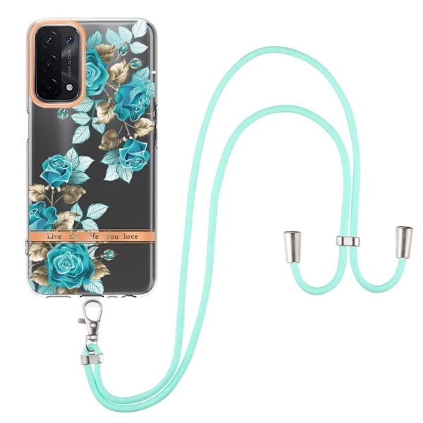 Slim och Hållbar Mjukskal med Handledsband till Oppo A93s 5g / A93 5g / A54 5g - Hc002 Blue Rose Blå
