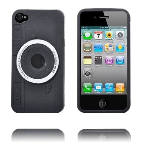 Kamera (Musta) iPhone 4 Silikonikuori Black