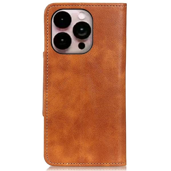 Alpha iPhone 14 Pro Max flip etui i lær - Brun Brown