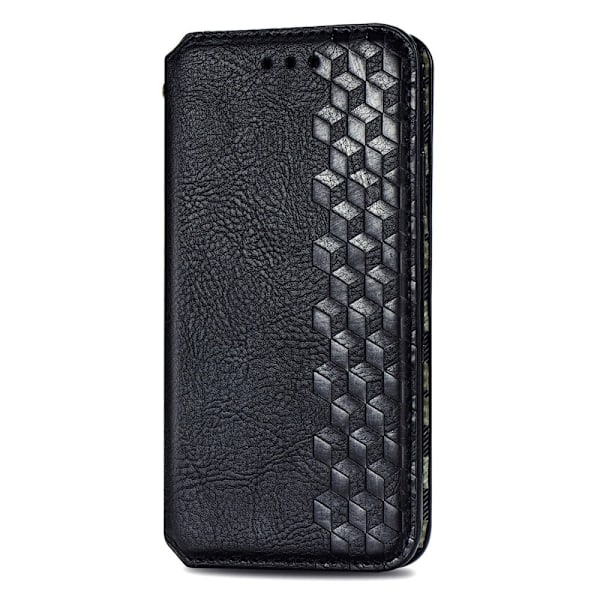 Nahkakotelo With A Stylish Rhombus Imprint For Motorola Moto G32 - Musta Black