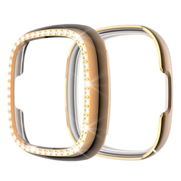 Fitbit Sense / Versa 3 elegant rhinesten décor ramme - rødguld Pink