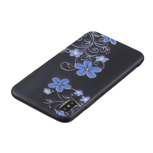 iPhone Xs Max mobilskal silikon tryckmönster - Vacker blomma Blå