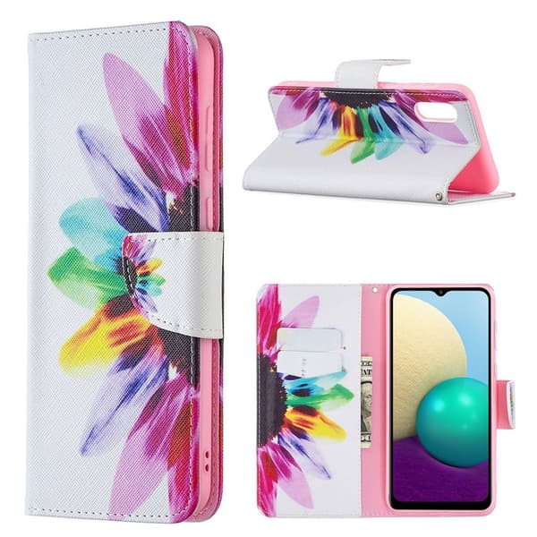 Wonderland Samsung Galaxy A02 Flip Etui - Farverig Kronblade Multicolor