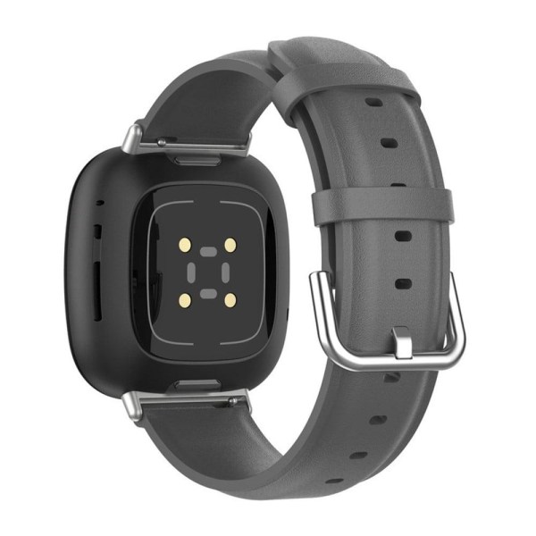 Fitbit Sense 2 / Versa 4 / 3 klockarmband i äkta läder - Grå Silvergrå