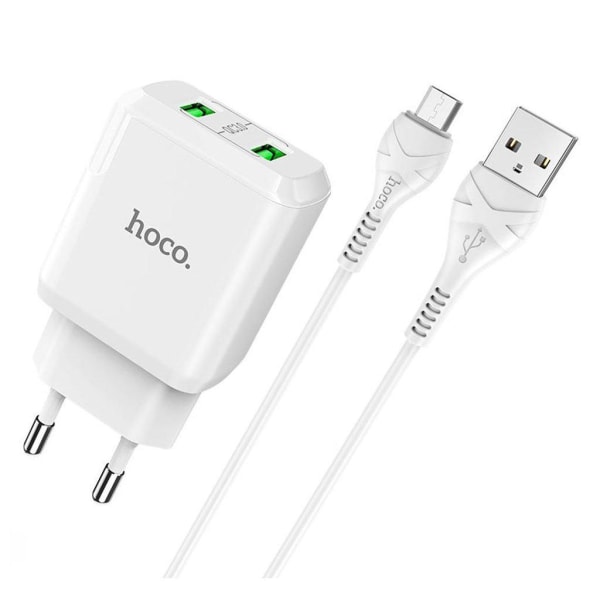 HOCO N6 Charmer dual port QC3.0 charger set(Micro)(EU) - white White