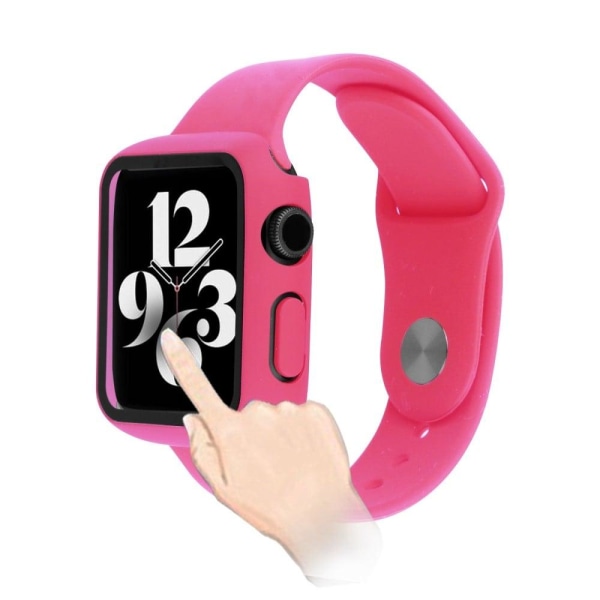 Apple Watch Ultra klockarmband och fodral i silikon med härdat glas - Ros Rosa